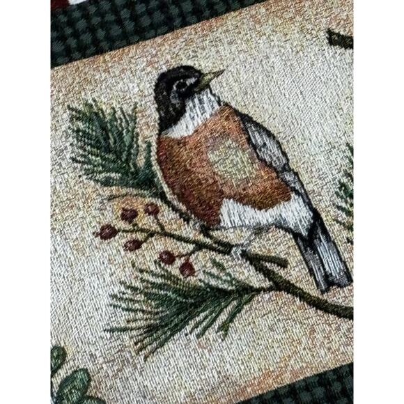 Tapestry Winter Christmas Holiday birds wildlife Cardinal Table Runner 70x13” - Picture 3 of 12